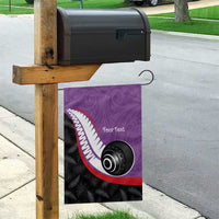 Personalised Aotearoa Lawn Bowls Garden Flag Maori and Silver Fern Sporty Style Purple Color - Polynesian Pride