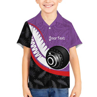 Personalised Aotearoa Lawn Bowls Hawaiian Shirt Maori and Silver Fern Sporty Style Purple Color - Polynesian Pride