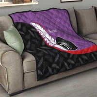 Personalised Aotearoa Lawn Bowls Quilt Maori and Silver Fern Sporty Style Purple Color - Polynesian Pride