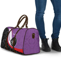 Personalised Aotearoa Lawn Bowls Travel Bag Maori and Silver Fern Sporty Style Purple Color - Polynesian Pride