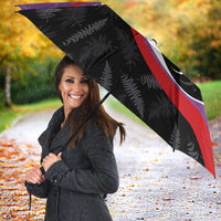Personalised Aotearoa Lawn Bowls Umbrella Maori and Silver Fern Sporty Style Purple Color - Polynesian Pride