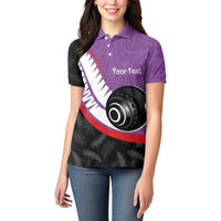 Personalised Aotearoa Lawn Bowls Women Polo Shirt Maori and Silver Fern Sporty Style Purple Color - Polynesian Pride