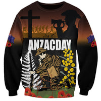 New Zealand and Australia ANZAC Day Sweatshirt Soldier and Last Post Camouflage Pattern LT03 Unisex Black - Polynesian Pride