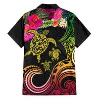 Hawaii Turtle Day Hawaiian Shirt Polynesian Tattoo and Hibiscus Flowers LT03 - Polynesian Pride