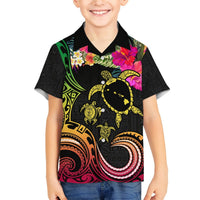 Hawaii Turtle Day Hawaiian Shirt Polynesian Tattoo and Hibiscus Flowers LT03 - Polynesian Pride