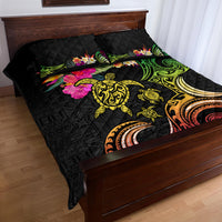 Hawaii Turtle Day Quilt Bed Set Polynesian Tattoo and Hibiscus Flowers LT03 - Polynesian Pride