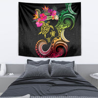 Hawaii Turtle Day Tapestry Polynesian Tattoo and Hibiscus Flowers LT03 - Polynesian Pride