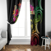 Hawaii Turtle Day Window Curtain Polynesian Tattoo and Hibiscus Flowers LT03 - Polynesian Pride