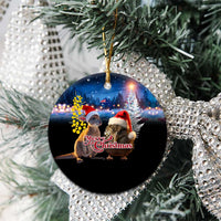 New Zealand and Australia Merry Christmas Ceramic Ornament Kiwi Bird and Kangaroo Xmas Vibe
