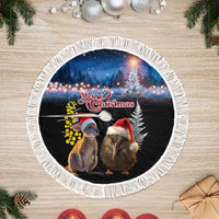 New Zealand and Australia Merry Christmas Tree Skirt Kiwi Bird and Kangaroo Xmas Vibe