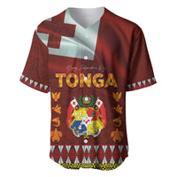 Tonga Independence Day Baseball Jersey National Flag and Emblem with Ngatu Art Pattern