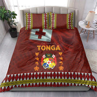 Tonga Independence Day Bedding Set National Flag and Emblem with Ngatu Art Pattern