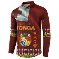 Tonga Independence Day Button Sweatshirt National Flag and Emblem with Ngatu Art Pattern LT03 - Polynesian Pride