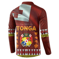 Tonga Independence Day Button Sweatshirt National Flag and Emblem with Ngatu Art Pattern LT03 - Polynesian Pride