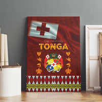 Tonga Independence Day Canvas Wall Art National Flag and Emblem with Ngatu Art Pattern LT03 - Polynesian Pride