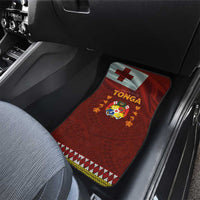 Tonga Independence Day Car Mats National Flag and Emblem with Ngatu Art Pattern LT03 - Polynesian Pride