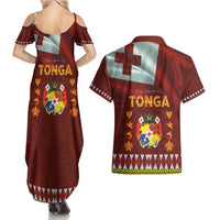 Tonga Independence Day Couples Matching Summer Maxi Dress and Hawaiian Shirt National Flag and Emblem with Ngatu Art Pattern LT03 - Polynesian Pride