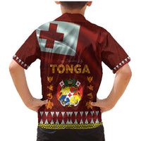 Tonga Independence Day Family Matching Mermaid Dress and Hawaiian Shirt National Flag and Emblem with Ngatu Art Pattern