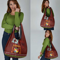 Tonga Independence Day Grocery Bag National Flag and Emblem with Ngatu Art Pattern LT03 - Polynesian Pride