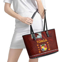 Tonga Independence Day Leather Tote Bag National Flag and Emblem with Ngatu Art Pattern