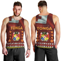 Tonga Independence Day Men Tank Top National Flag and Emblem with Ngatu Art Pattern LT03 - Polynesian Pride