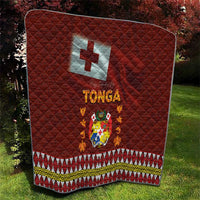 Tonga Independence Day Quilt National Flag and Emblem with Ngatu Art Pattern