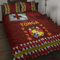 Tonga Independence Day Quilt Bed Set National Flag and Emblem with Ngatu Art Pattern
