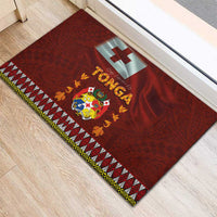 Tonga Independence Day Rubber Doormat National Flag and Emblem with Ngatu Art Pattern LT03 - Polynesian Pride