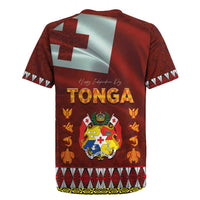Tonga Independence Day Rugby Jersey National Flag and Emblem with Ngatu Art Pattern