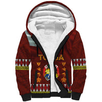 Tonga Independence Day Sherpa Hoodie National Flag and Emblem with Ngatu Art Pattern LT03 Unisex Red - Polynesian Pride