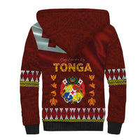 Tonga Independence Day Sherpa Hoodie National Flag and Emblem with Ngatu Art Pattern LT03 - Polynesian Pride
