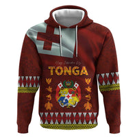 Tonga Independence Day Zip Hoodie National Flag and Emblem with Ngatu Art Pattern