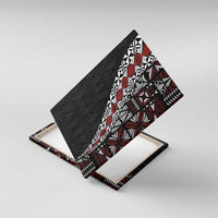 Tonga Ngatu Art Tattoo Polynesian Canvas Wall Art LT03 With Frame Black - Polynesian Pride
