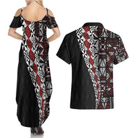 Tonga Ngatu Art Tattoo Polynesian Couples Matching Summer Maxi Dress and Hawaiian Shirt LT03 - Polynesian Pride