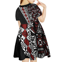 Tonga Ngatu Art Tattoo Polynesian Kid Short Sleeve Dress LT03 - Polynesian Pride