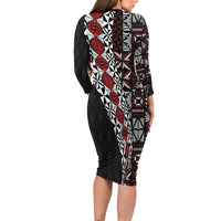 Tonga Ngatu Art Tattoo Polynesian Long Sleeve Bodycon Dress