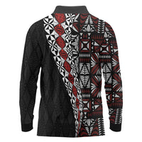 Tonga Ngatu Art Tattoo Polynesian Long Sleeve Polo Shirt