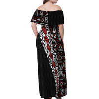 Tonga Ngatu Art Tattoo Polynesian Off Shoulder Maxi Dress