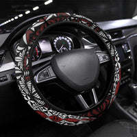 Tonga Ngatu Art Tattoo Polynesian Steering Wheel Cover LT03 Universal Fit Black - Polynesian Pride