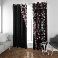 Tonga Ngatu Art Tattoo Polynesian Window Curtain LT03 With Grommets Black - Polynesian Pride