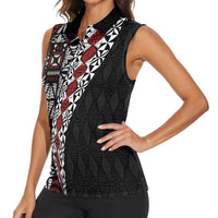 Tonga Ngatu Art Tattoo Polynesian Women Sleeveless Polo Shirt