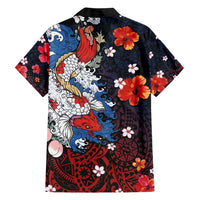 Hawaiian and Japanese Together Hawaiian Shirt Hibiscus and Koi Fish Polynesian Pattern Colorful Style LT03 - Polynesian Pride
