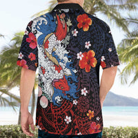 Hawaiian and Japanese Together Hawaiian Shirt Hibiscus and Koi Fish Polynesian Pattern Colorful Style LT03 - Polynesian Pride