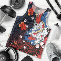 Hawaiian and Japanese Together Men Tank Top Hibiscus and Koi Fish Polynesian Pattern Colorful Style LT03 - Polynesian Pride