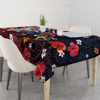 Hawaiian and Japanese Together Tablecloth Hibiscus and Koi Fish Polynesian Pattern Colorful Style LT03 - Polynesian Pride