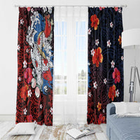 Hawaiian and Japanese Together Window Curtain Hibiscus and Koi Fish Polynesian Pattern Colorful Style LT03 - Polynesian Pride