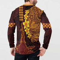 Hawaii Volcano Button Sweatshirt Polynesian and Kakau Pattern LT03 - Polynesian Pride