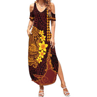 Hawaii Volcano Family Matching Summer Maxi Dress and Hawaiian Shirt Polynesian and Kakau Pattern LT03 Mom's Dress Red - Polynesian Pride
