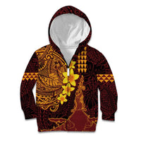 Hawaii Volcano Kid Hoodie Polynesian and Kakau Pattern