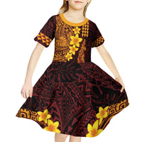 Hawaii Volcano Kid Short Sleeve Dress Polynesian and Kakau Pattern